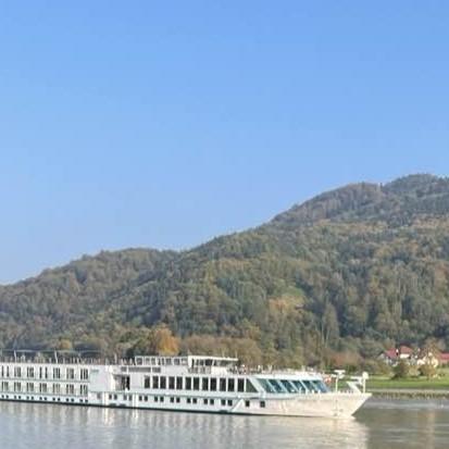 Passing a River Cruise Ship on the Danube River